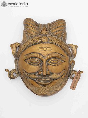 9" Brass Mahakal Face Wall Hanging | Brass Statue