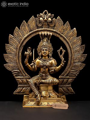 15" Goddess Karumariamman with Kirtimukha Prabhavali | Brass Statue
