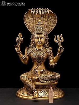 17" Devi Mariamman Brass Idol - Goddess of Rain and Fertility
