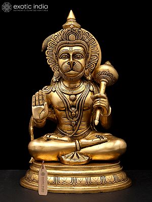 14" Blessing Lord Hanuman | Brass Idol