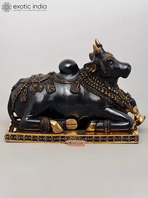 24" Decorated Brass Nandi Statue - Vahana of Lord Shiva