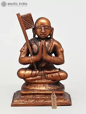 4" Indian Hindu philosopher and Guru Ramanujacharya | Small Size Copper Statue