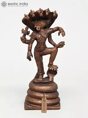 6" Small Lord Varaha Standing on Sheshnag | Copper Statue