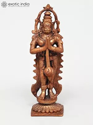 6" Standing Lord Hanuman in Namaskar Mudra | Small Size Copper Statue