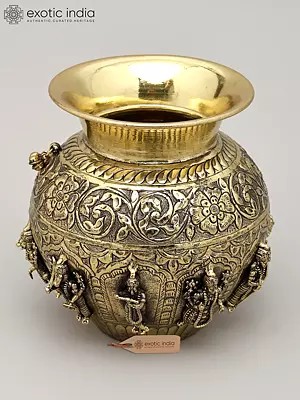 6" Brass Superfine Ritual Kalash with Dashavatara of Lord Vishnu