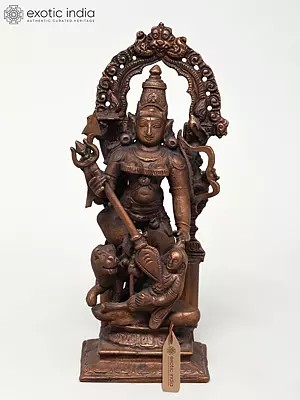 7" Goddess Mahishasura-Mardini (Devi Durga) | Copper Statue