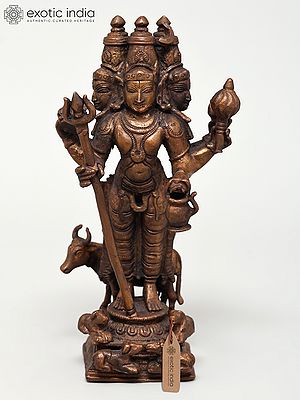 6" Small Lord Dattatreya | Copper Statue