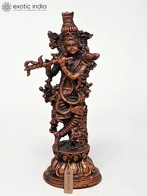 6" Small Fluting Lord Krishna | Copper Idol