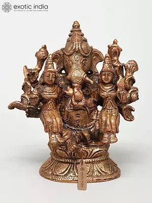 3" Small Shri Vallabh Ganapati | Copper Statue