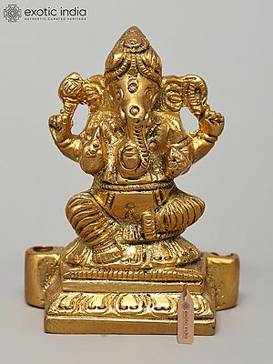 2" Small Four Armed Sitting Lord Ganesha | Copper Statue