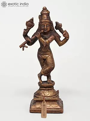 5" Small Fluting Lord Krishna | Copper Statue
