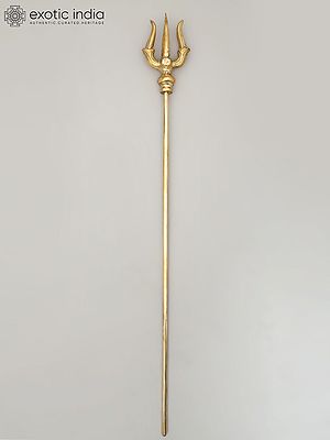 33" Trident with Sacred Symbols in Brass | Handmade | Made in India