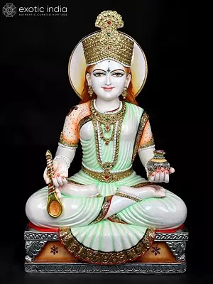 36" Large Superfine Devi Annapurna | White Marble | Handmade | Made In India