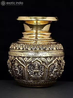 4" Superfine Ashtalakshmi Kalash in Brass