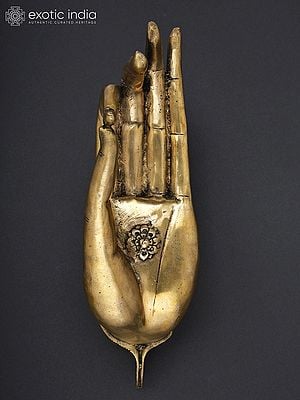 12" Lord Buddha Brass Hand in Vitark Mudra | Wall Hanging