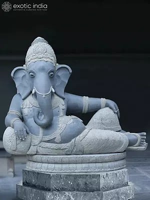 60" Large The Lord Ganesha In Vishram Mudra | Granite Stone Statue