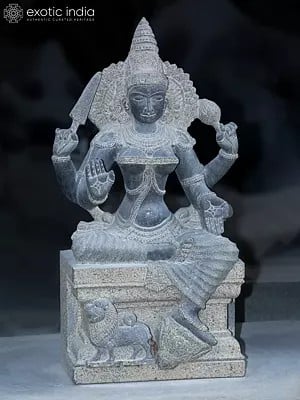 30" Devi Karumariamman Seated on Asana | Granite Stone Idol