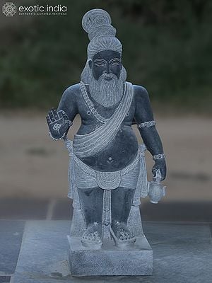 39" Siddhar Agasthya in Blessing Pose | Granite Stone Statue