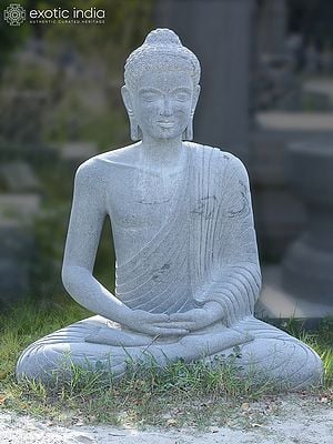 56" Large Idol of Lord Buddha in Dhyan Mudra | Granite Stone Statue