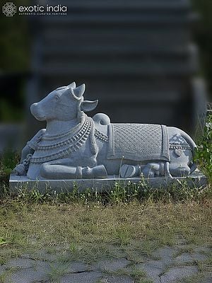 35" Nandi Stone Idol (The Vehicle Of Lord Shiva) | Grantie Stone Statue