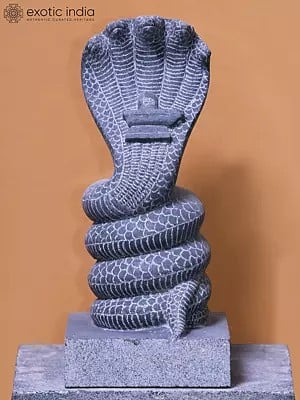 15" Five Headed Snake Hand Carved Granite Stone Statue