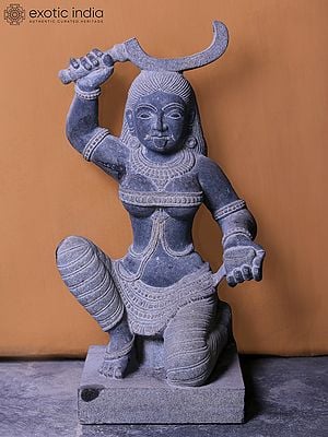 24" Seated Goddess Kali  Idol | Hand Carved | Granite Stone Statue