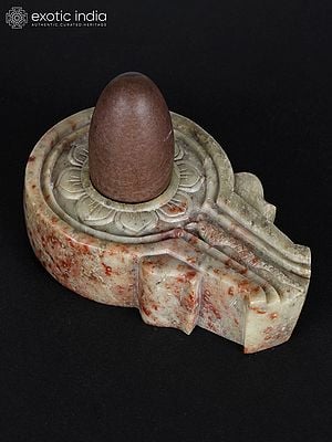 4" Small Shiva Lingam with Lotus Carving | From Banaras