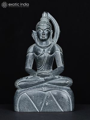 6" Meditating Lord Shiva | Black Stone Statue