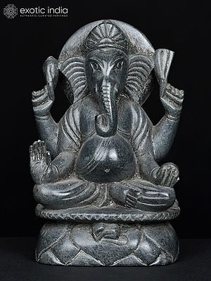 4" Small Blessing Lord Ganesha | Black Stone Statue