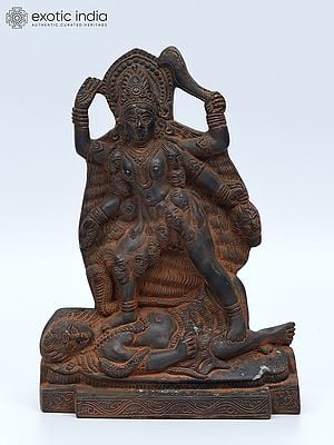 9" Goddess Kali Standing on Lord Shiva | Brass Statue