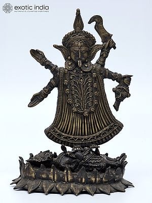 7" Dakshin Kali Bronze Statue Crafted in a Tribal Style