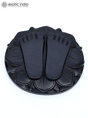 4" Charan Paduka on Lotus Pedesta | With Gift Box