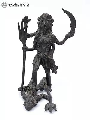 6" Goddess Kali Tribal Statue in Brass