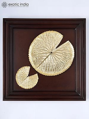 20" Framed Lotus Leaves in Brass with Gold Plating | Wall Hanging Frame