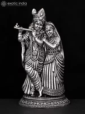 4" Small Superfine Fluting Radha Krishna | Brass Statue