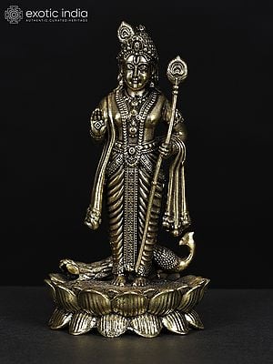 Small Superfine Standing Lord Murugan In Blessing Gesture | Brass Statue