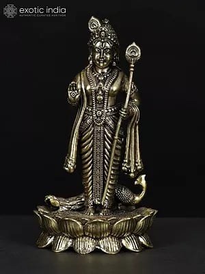 4" Small Superfine Standing Lord Murugan In Blessing Gesture | Brass Statue