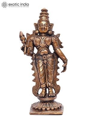 6" Standing Hindu Goddess Lakshmi | Copper Statue