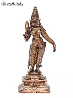 5" Small Standing Goddess Parvati | Copper Statue