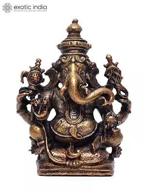 2" Small Chaturbhuja Lord Ganesha | Copper Statue