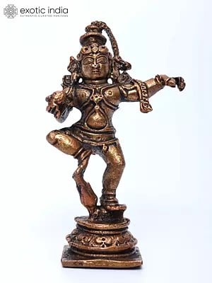 3" Small Dancing Lord Krishna | Copper Statue