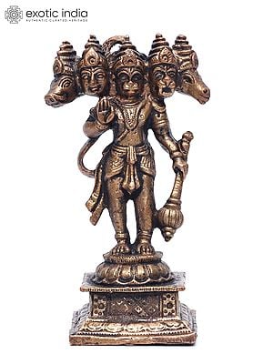 4" Small Standing Panchamukhi Lord Hanuman | Copper Statue