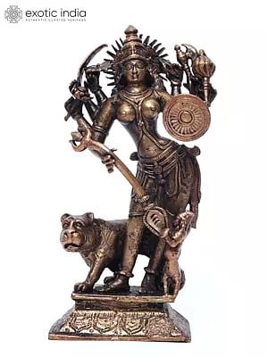 6" Goddess Durga (Mahishasuramardini) | Copper Statue