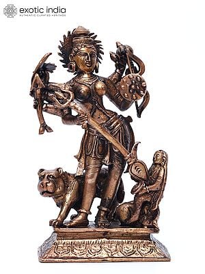 7" Mahishasuramardini (Goddess Durga) | Copper Statue