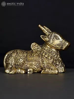 6" Small Brass Nandi Statue