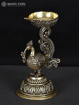 5" Small Superfine Peacock Diya in Brass