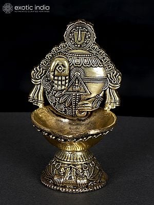 4" Superfine Tirupati Balaji Conch Diya in Brass