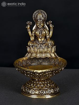 3" Small Superfine Brass Goddess Lakshmi Diya/Lamp