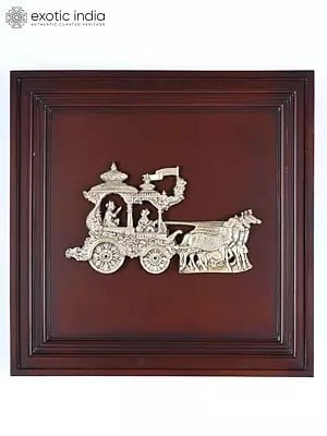 20" Geeta Upadesha | Wood Framed Brass Sculpture | Wall Hanging