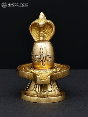 3" Shiva Linga with Snake Crowning It in Brass | Handmade | Made in India